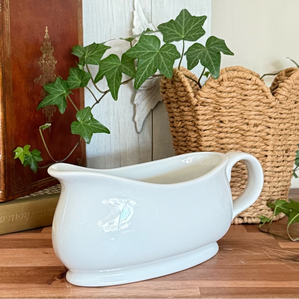 Threshold- Elegant White Porcelain Gravy Boat